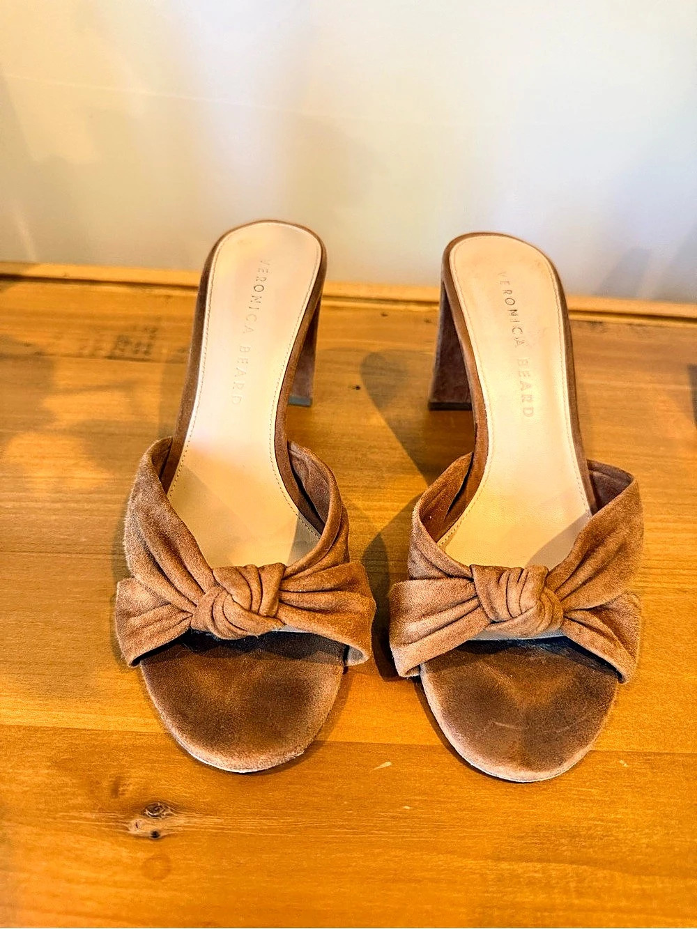 Veronica Beard Ganita Suede Sandal Heels Brown US 7.5 M